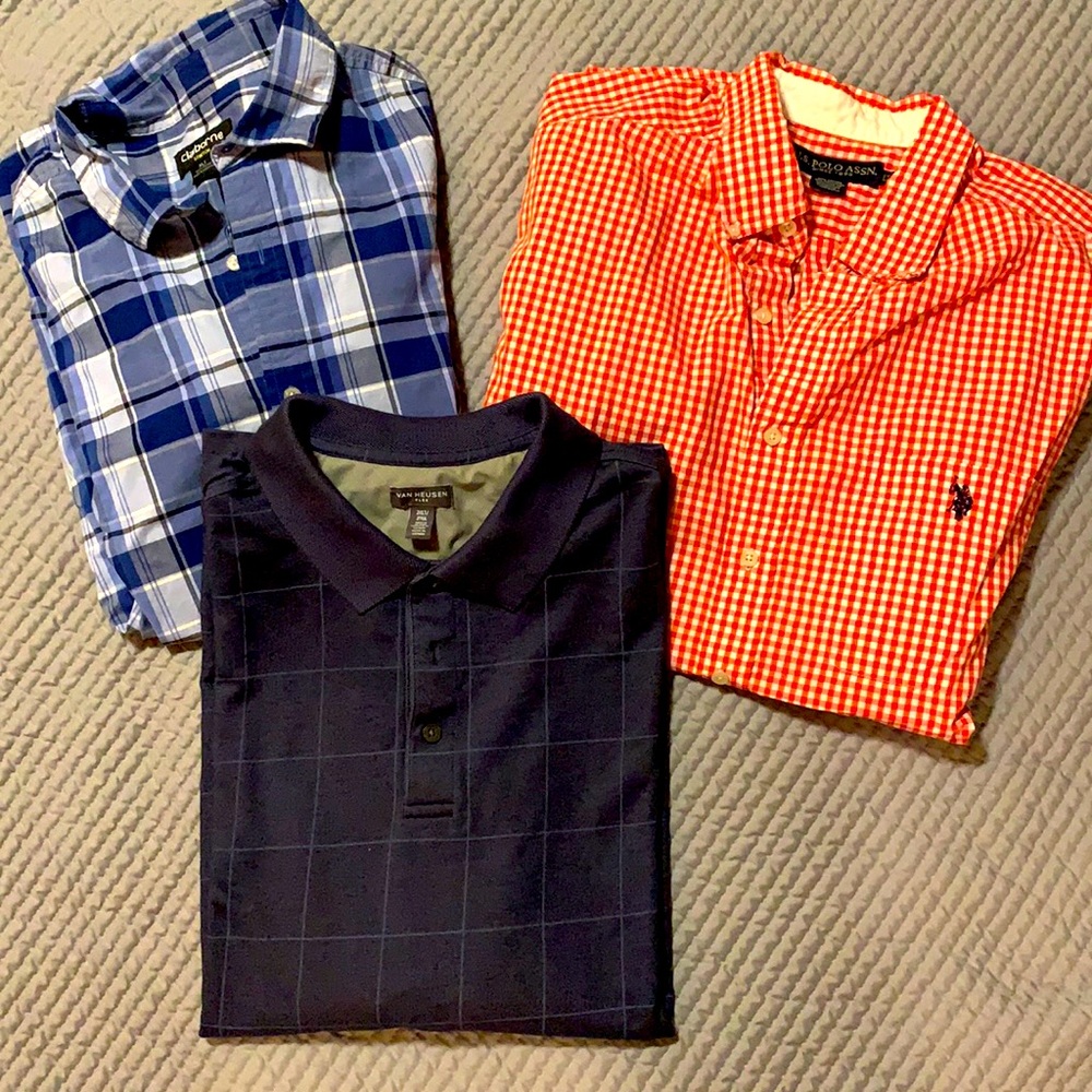 3 short sleeve polo shirts, all 3 sold together